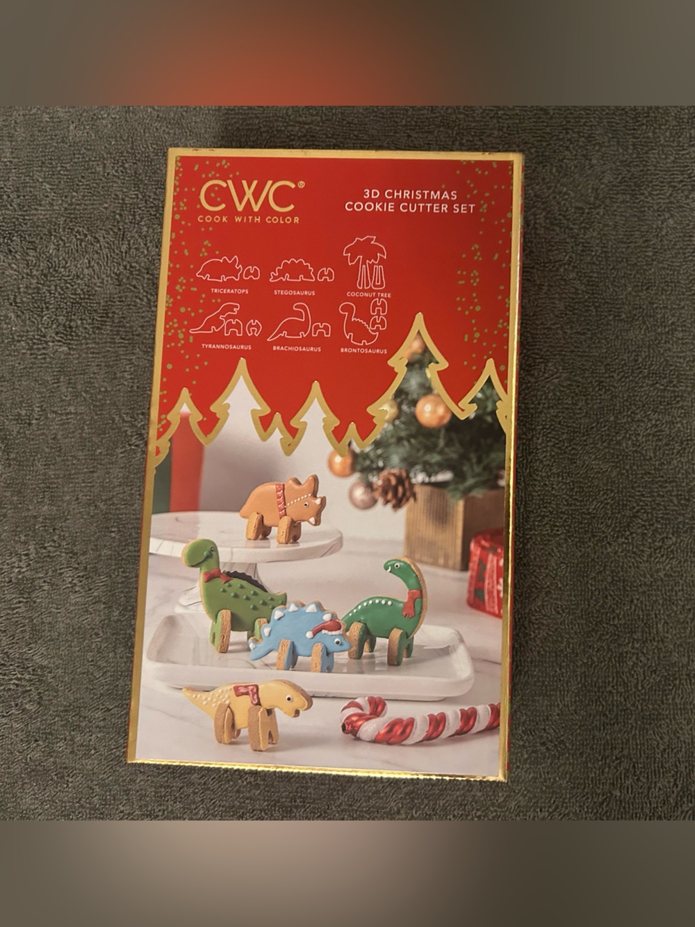 CWC Cook With Color 3D Christmas Dinosaur Cookie Cutter Set - NIB